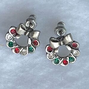 3/$15 Christmas Wreath Rhinestone Earrings